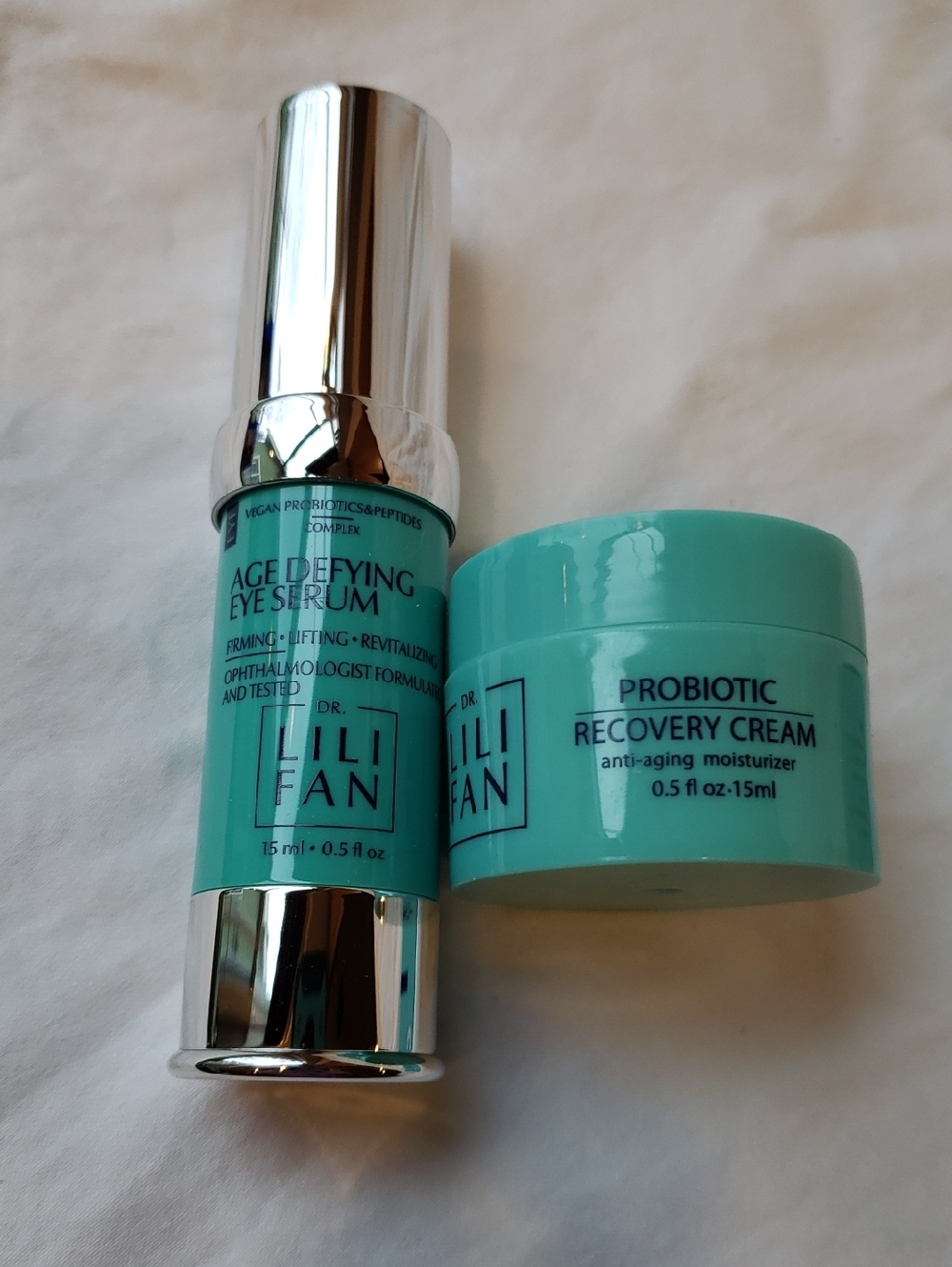 Dr Lili Fan Age-Defying Eye Serum and Probiotic Recovery Cream.